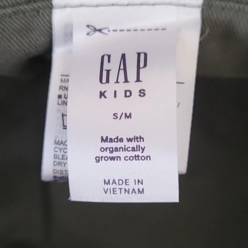 GAP Kids Organic Cotton Reversible Bucket Hat, Khaki/ Green, S/M, NWT